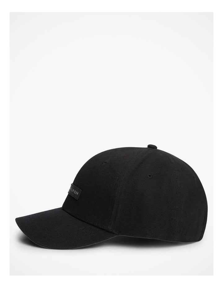 Logo Patch Canvas Baseball Cap in Black