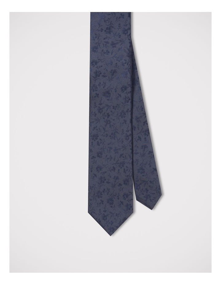 Tonal Floral Tie in Navy