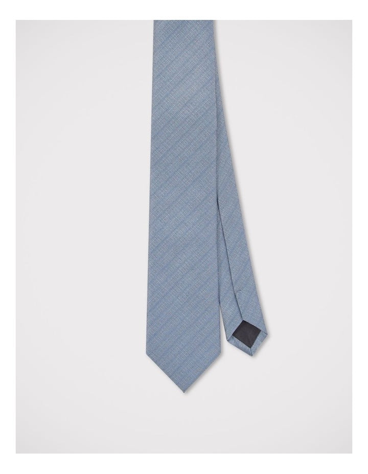 Plain Textured Tie in Blue