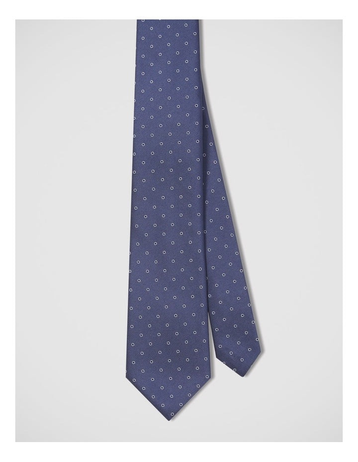 Dot Print Tie in Navy