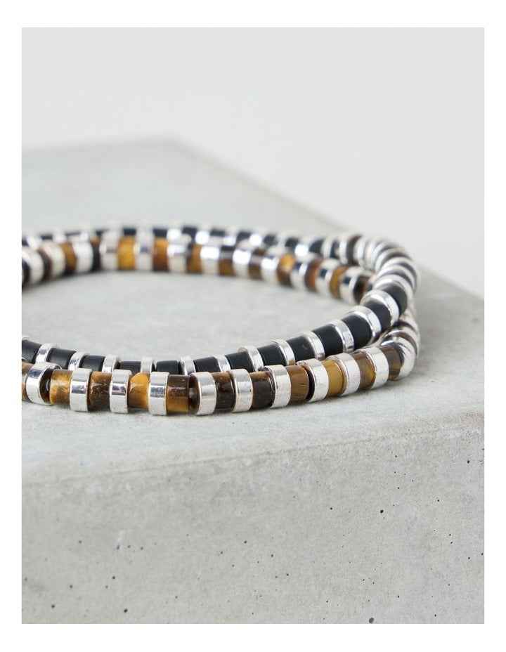 Semi Precious Bead Bracelet 2 Pack in Multi