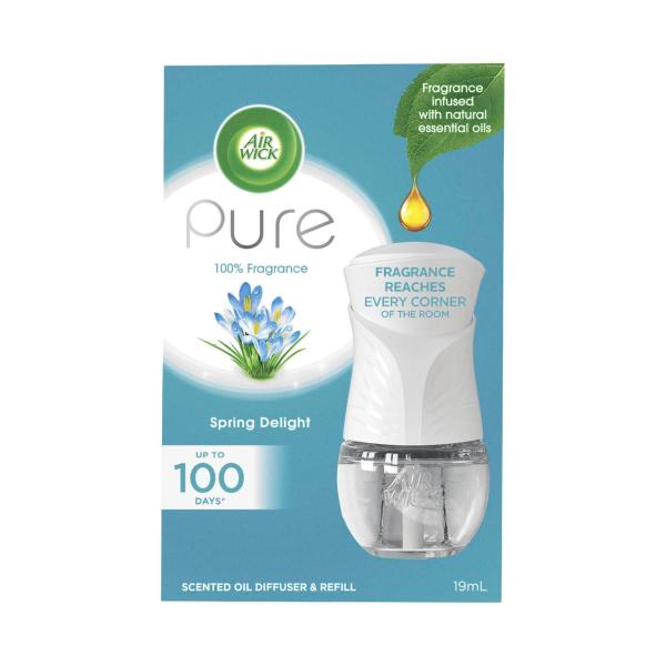 AIR WICK PURE SCENTED OIL DIFFUSER & REFILL SPRING DELIGHT 19ML