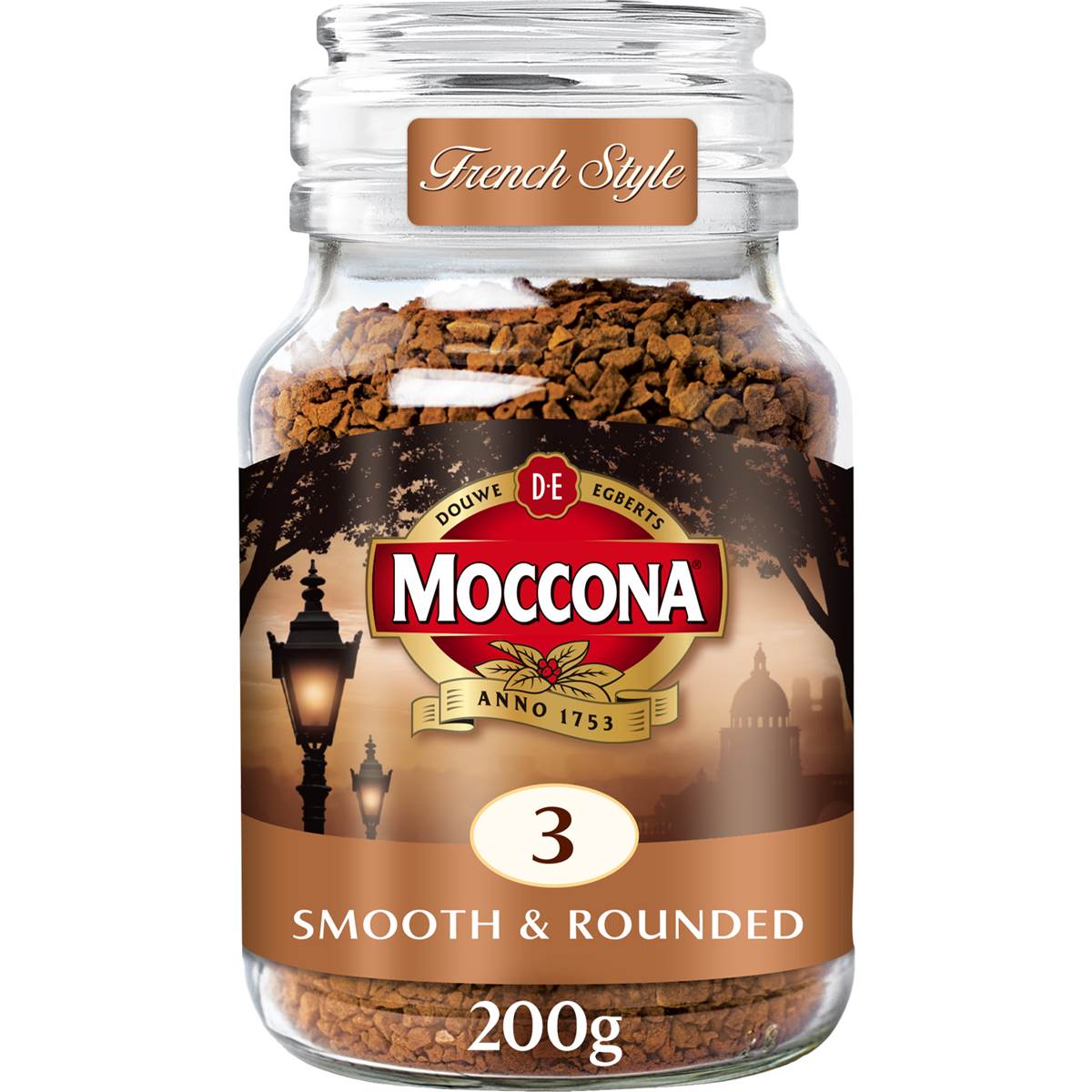 Moccona Freeze Dried Instant Coffee French Style Smooth & Rounded 200g