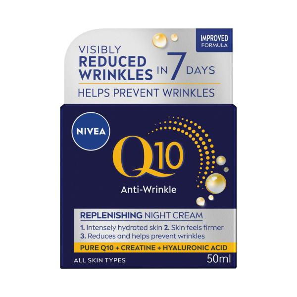 NIVEA Q10 ANTI-WRINKLE REPLENISHING NIGHT CREAM MOISTURISER 50ML