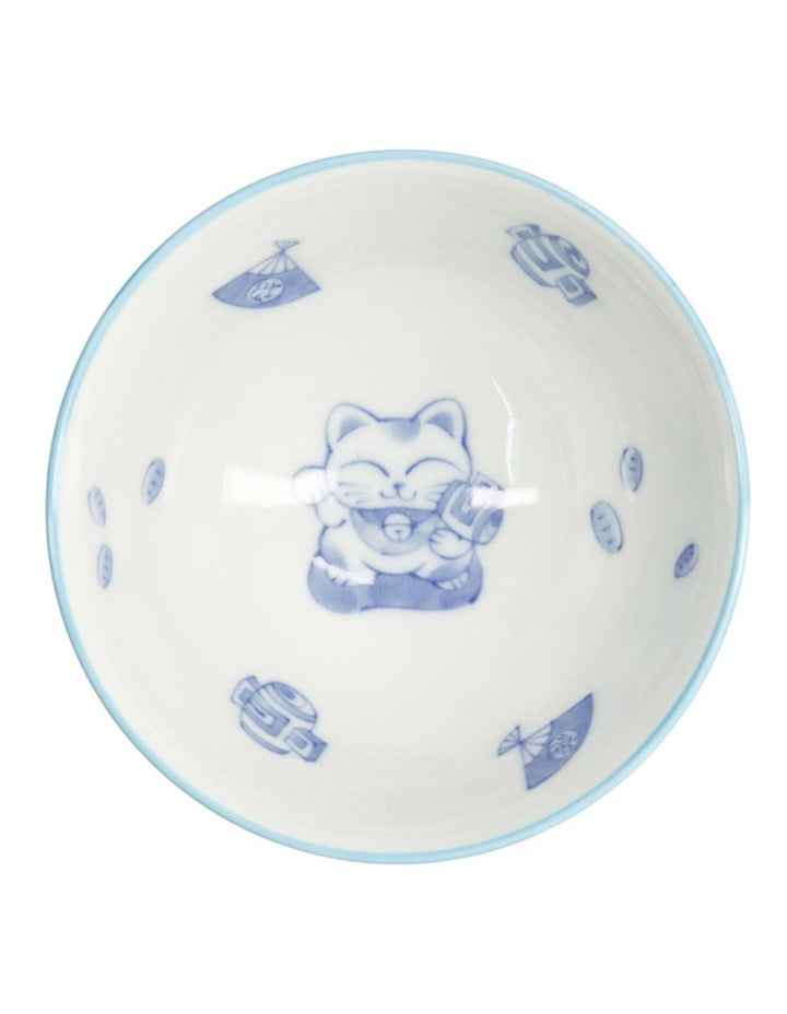 Kawaii Rice Bowl 11.5x6cm Cat Neko Fortune Blue