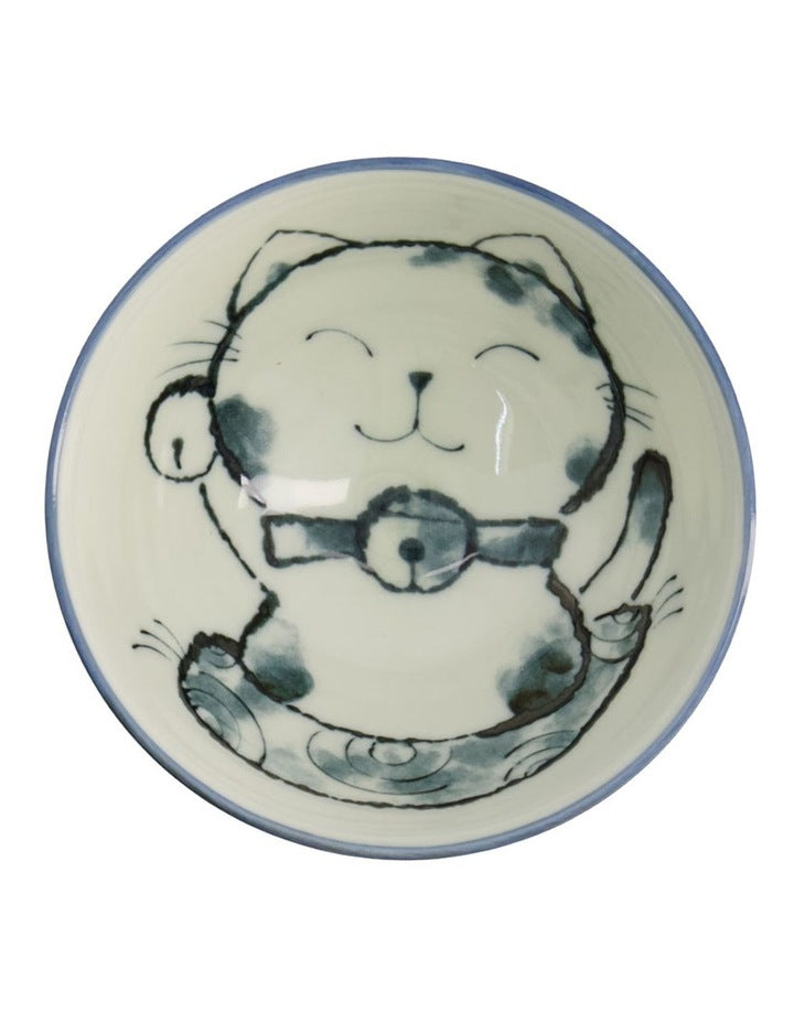 Kawaii Rice Bowl 11.5x6cm Cat Neko Meow Blue
