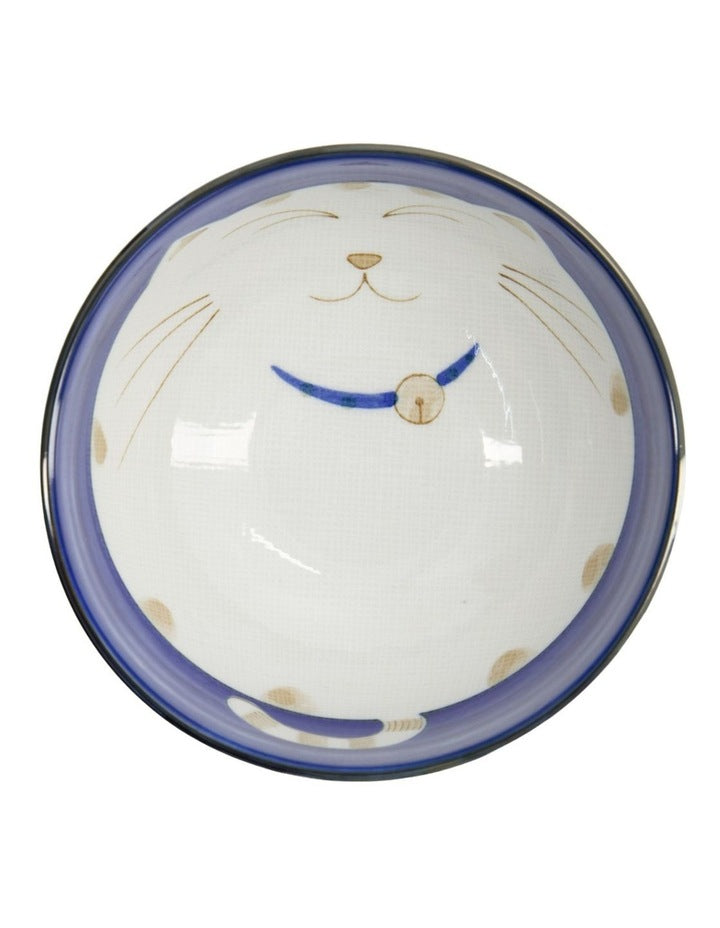 Kawaii Neko Cat Bowl 16x8.5cm Blue