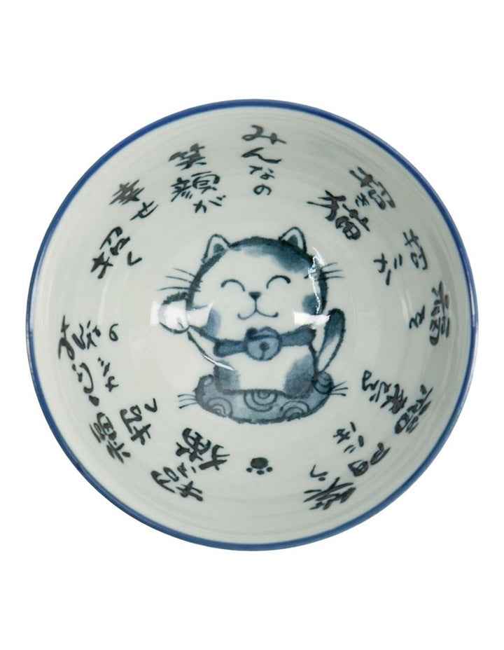 Kawaii Rice Bowl 11.5x6cm Cat Neko Blessed Blue