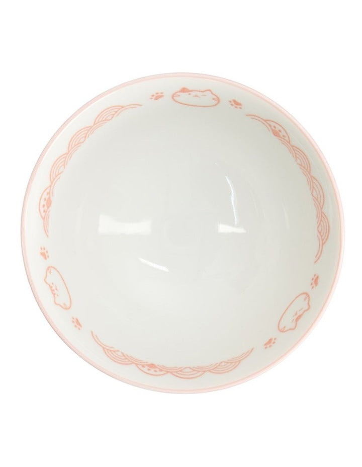 Kawaii Rice Bowl 11.5x6cm Cat Neko Nami Pink