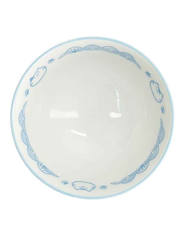 Kawaii Rice Bowl 11.5x6cm Cat Neko Nami Light Blue