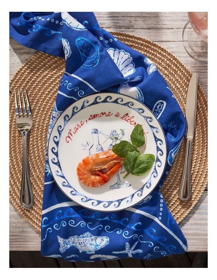 Aperitivo Club Sirena Tea Towel 50x70cm Set of 2 Assorted Ocean Blue