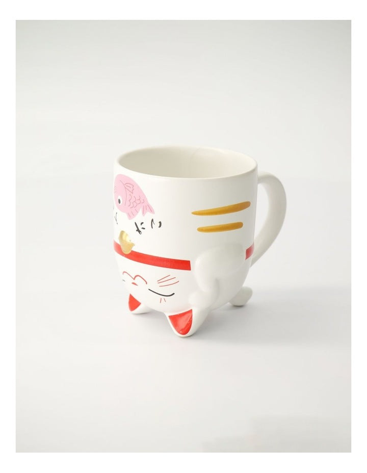 Mug Mountain Mug 380ML Lucky Cat Pink Gift Boxed