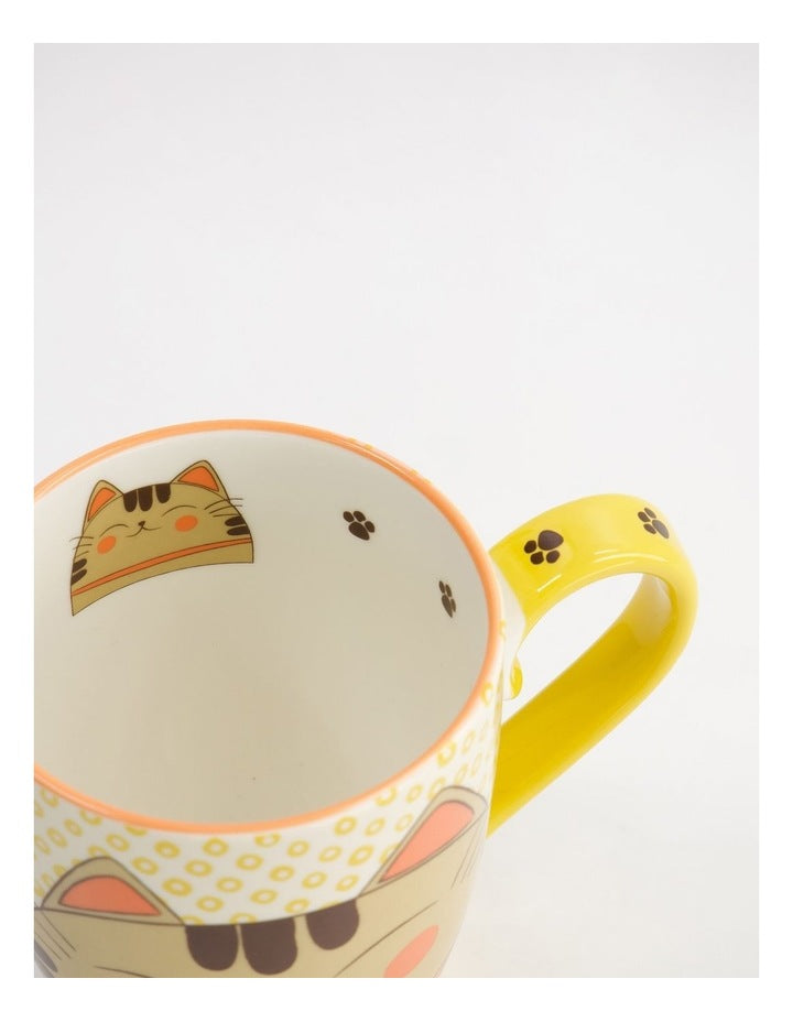 Mug Mountain Mug 380ML Twin Cat Mustard Gift Boxed