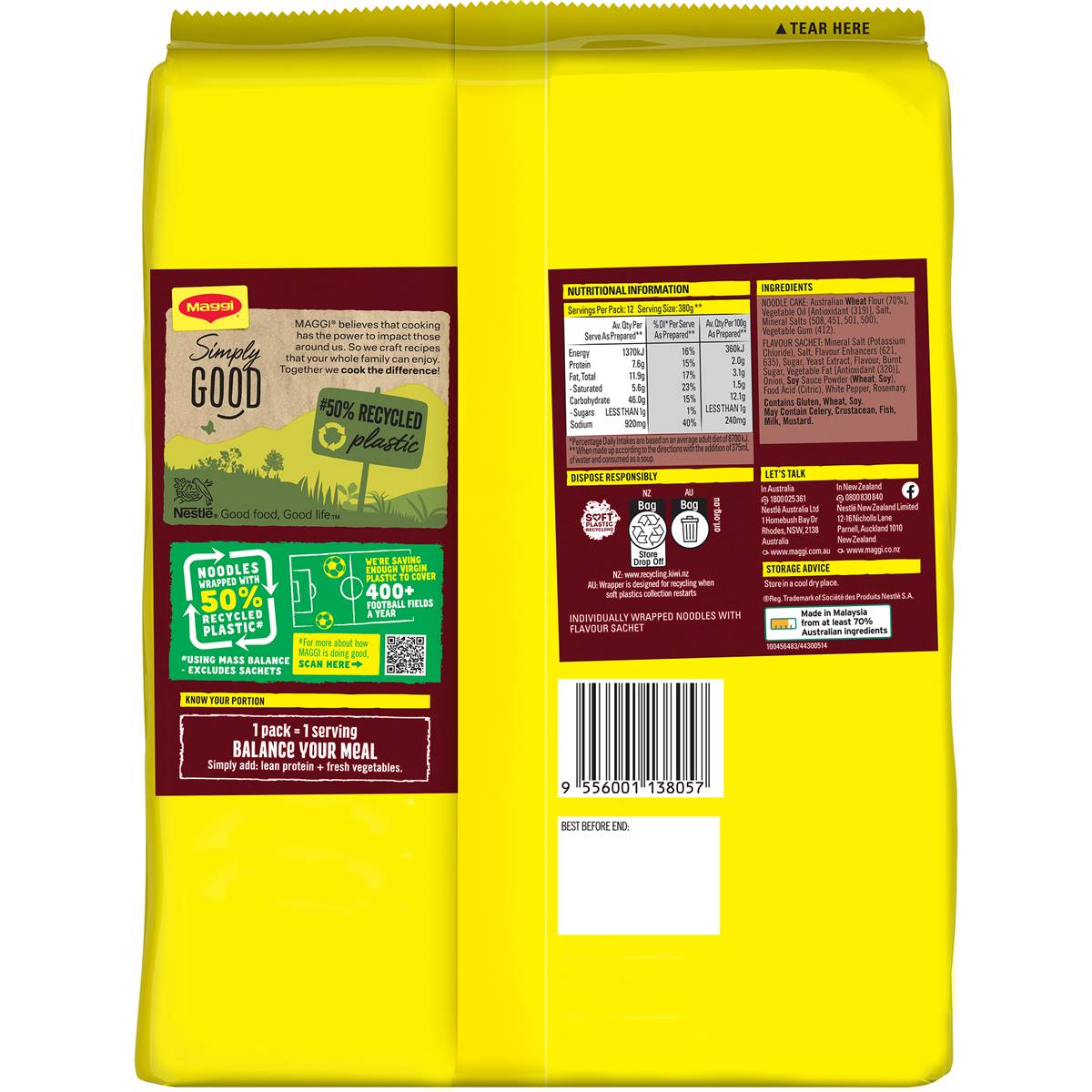 Maggi 2 Minute Beef Flavour Instant Noodles 12 Pack