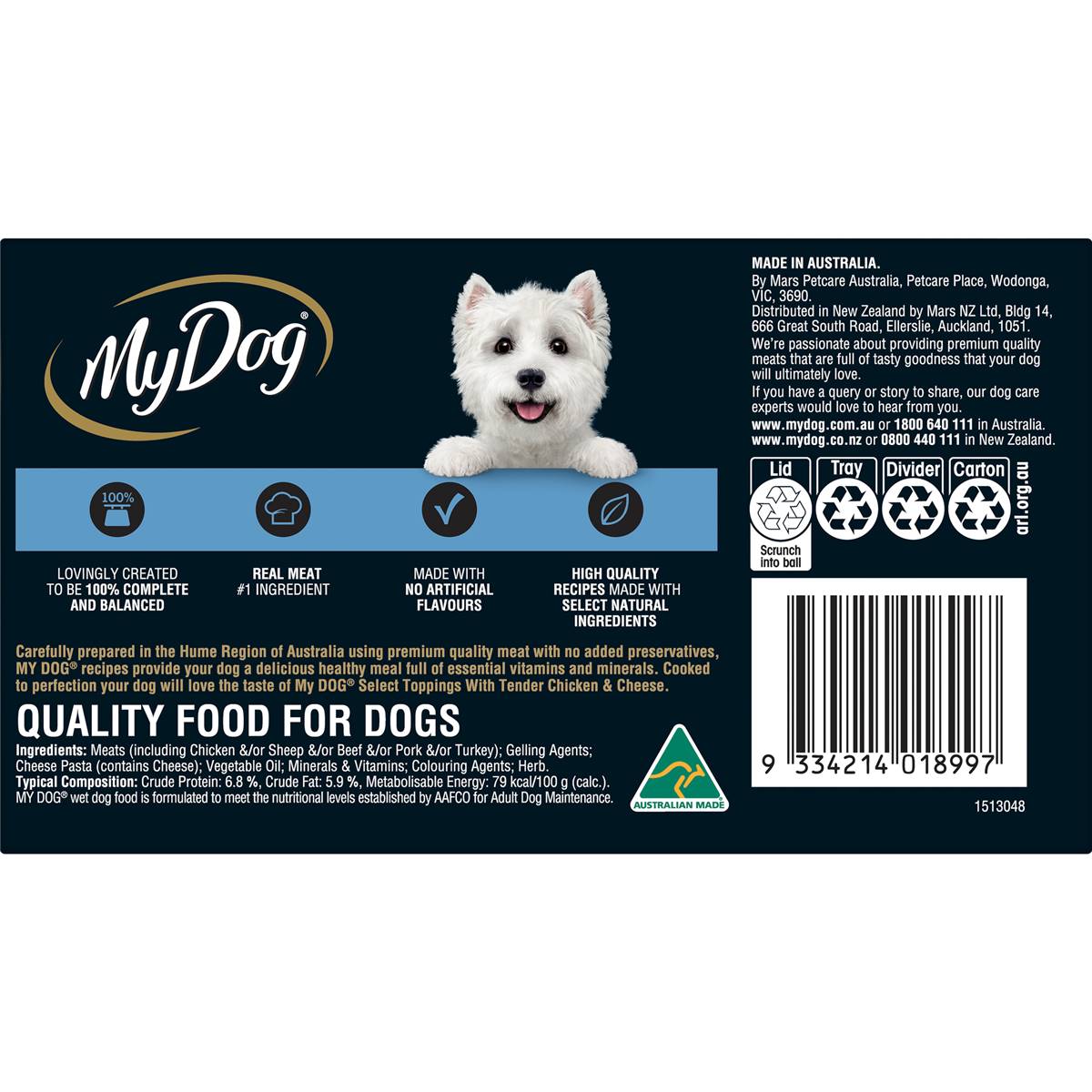 My Dog Chicken Supreme With Cheese Wet Dog Food 6 Pack