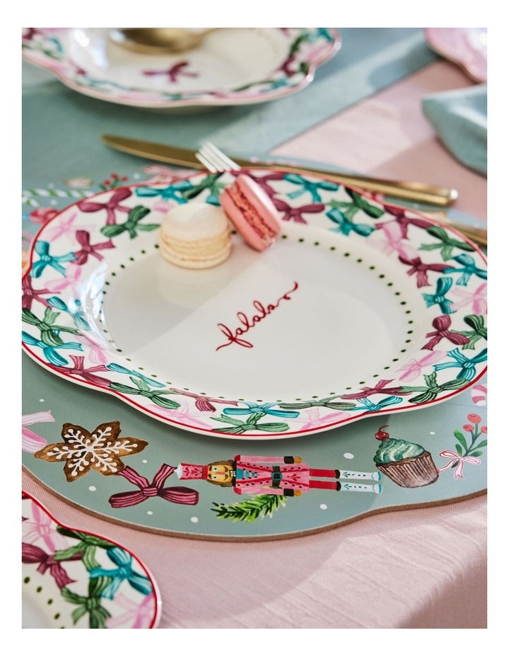 Fa la la Scallop Cork Back Placemat 32cm Set of 4 Gift Boxed