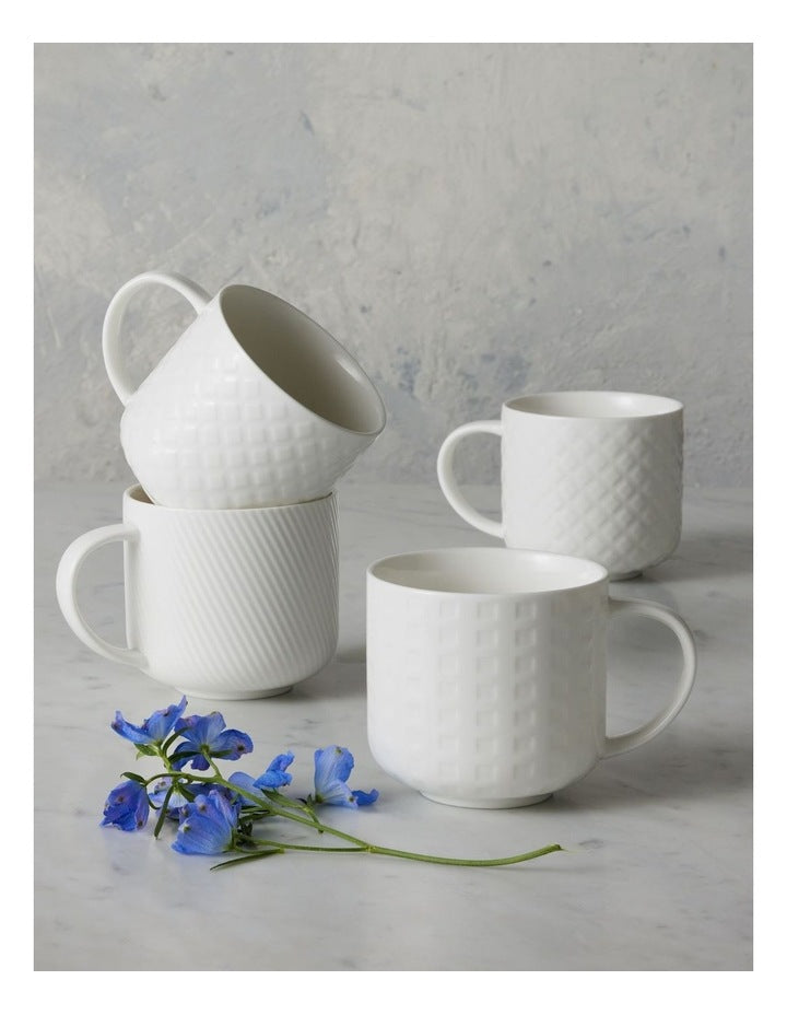 White Basics Mug 380ML Diamond Quilt