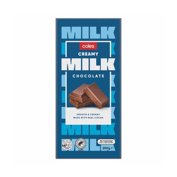 COLES BELGIAN BLOCK CHOCOLATE MILK 200G
