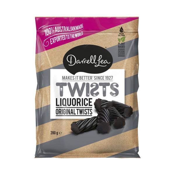 DARRELL LEA TWISTS LIQUORICE 280 GRAM
