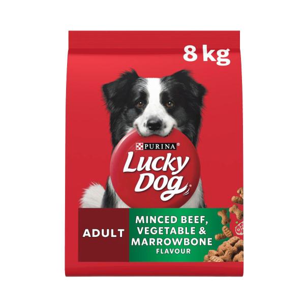 PURINA LUCKY DOG DRY DOG FOOD MINCED BEEF VEG MARROWBONE 8 KG