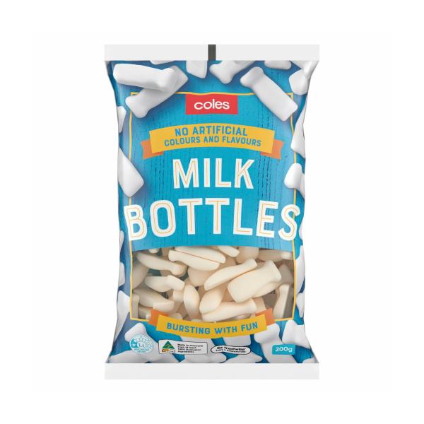 COLES MILK BOTTLES 200G