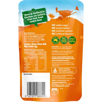 Rafferty's Garden Baby Food Pouch Beef & Veg Italian Lasagne 10+ Months 170g