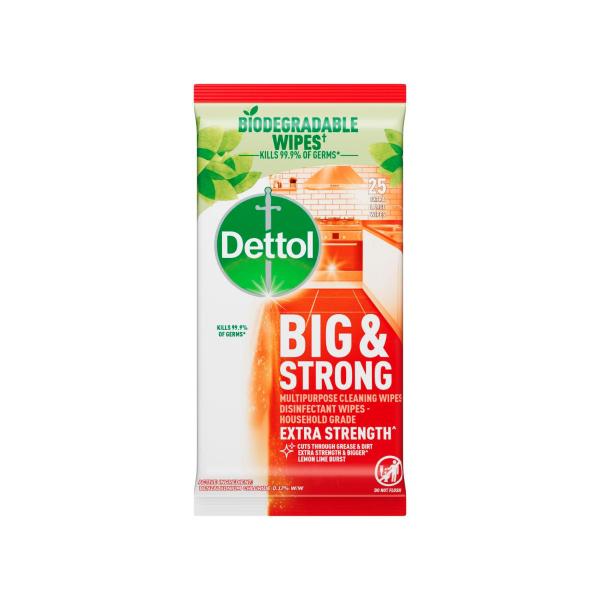 DETTOL BIG AND STRONG KITCHEN ANTIBACTERIAL CLEANING WIPES CITRUS 25 PACK