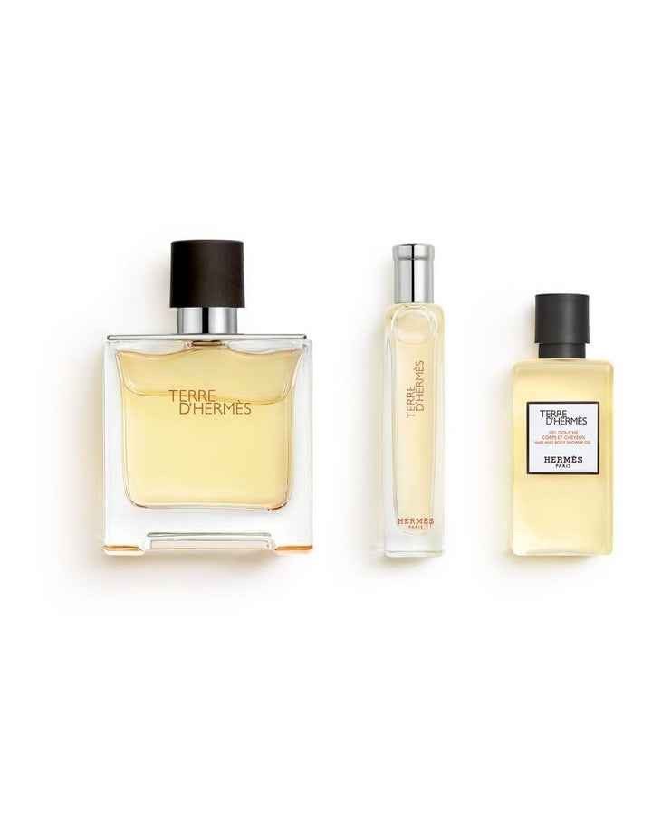 Terre d'Hermés Gift Set, Parfum EDP 75ml + 15ml + Shower Gel 40ml)