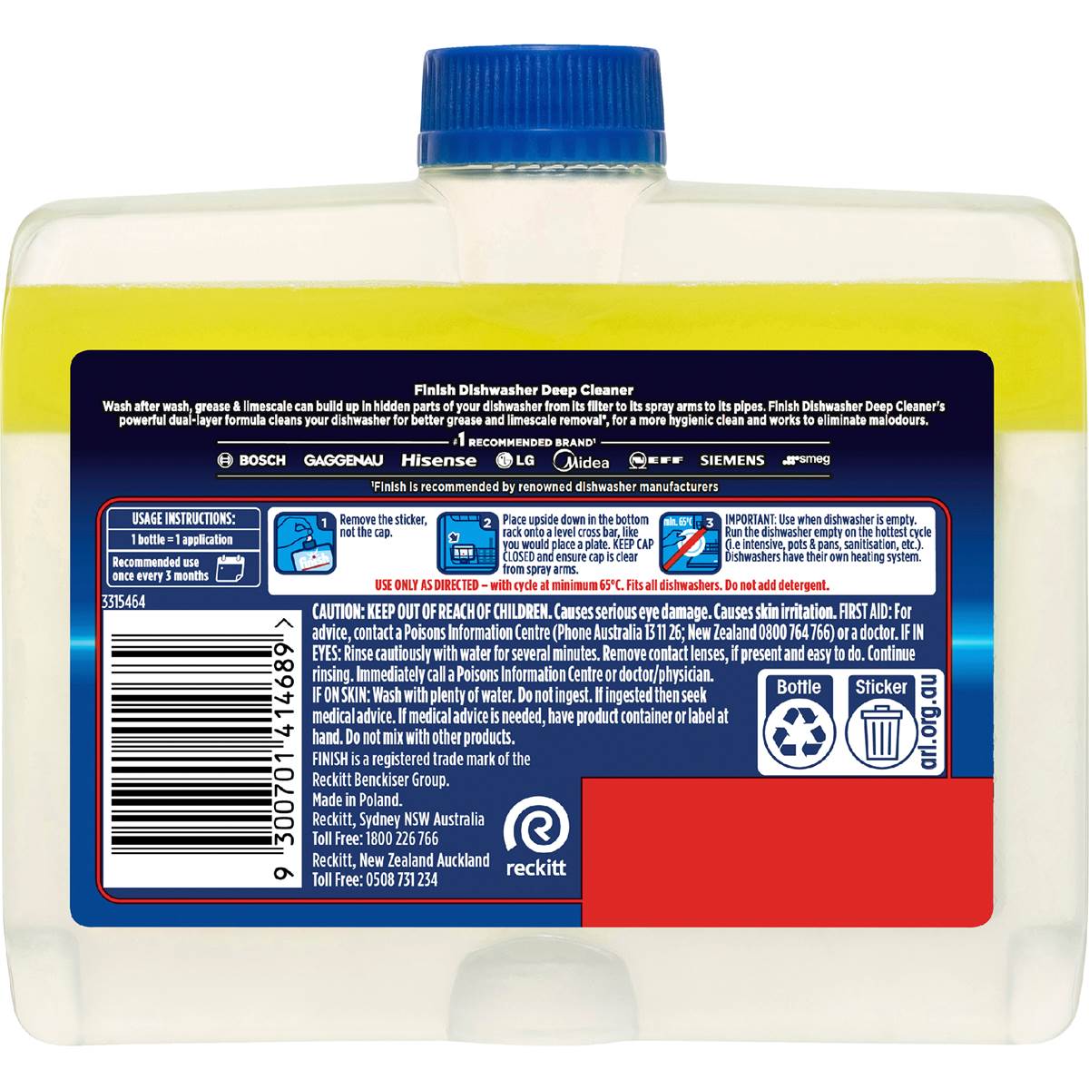 Finish Dishwasher Deep Cleaner Lemon 250mL