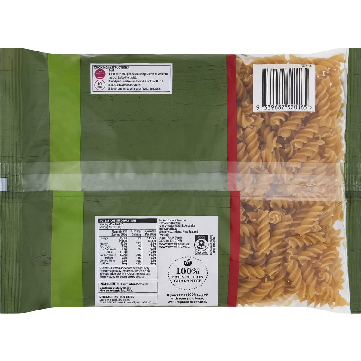 Woolworths Pasta Spirals 500g