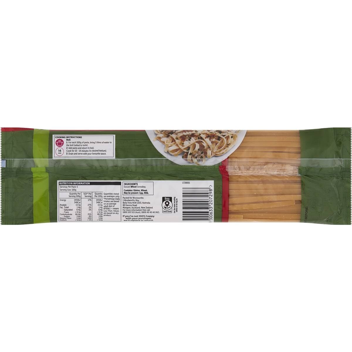 Woolworths Pasta Fettuccine 500g