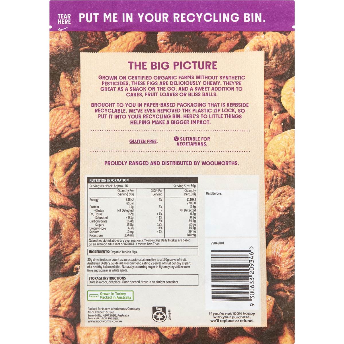 Macro Organic Turkish Figs Figs 500g