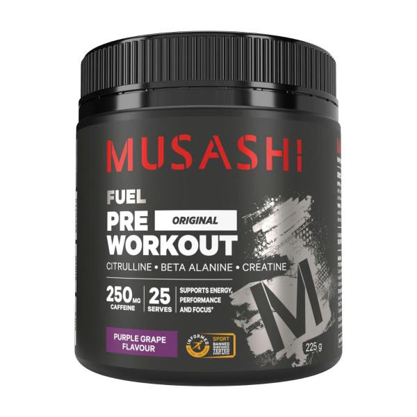 MUSASHI PRE WORKOUT POWDER PURPLE GRAPE 225G