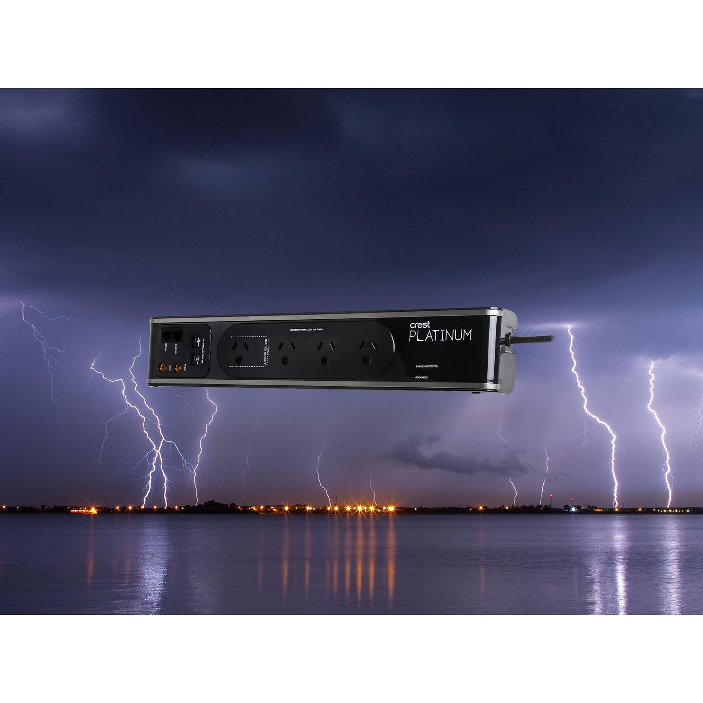 Crest Platinum 4 Socket Equipment Protector w/ TV & Data Protection Power Board