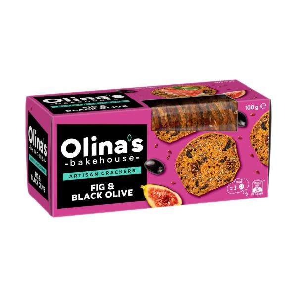 OLINA'S ARTISAN CRACKER BISCUITS:FIG & BLACK OLIVE:.:100 GRAM