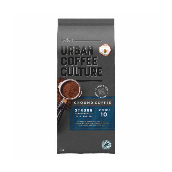 COLES URBAN COFFEE CULTURE STRONG GROUND COFFEE 1KG