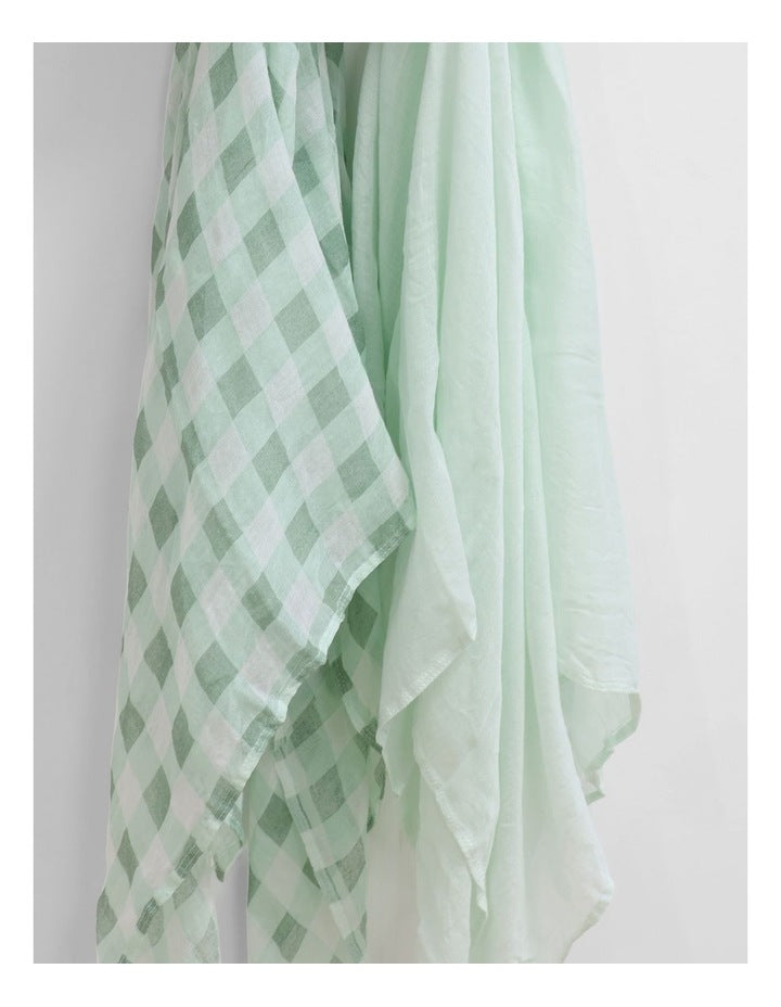 BUBBA SUNDAE 2PK MUSLIN WRAPS - GREENTEA