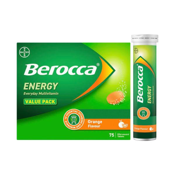 BEROCCA ENERGY EFFERVESCENT ORANGE 75PK