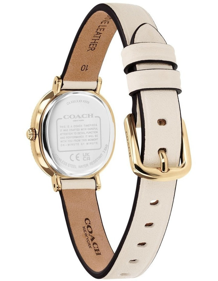 Coach Harlow Chalk Calfskin Silver White Dial Women's Watch