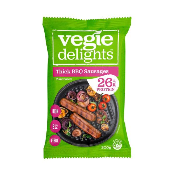 VEGIE DELIGHTS PLANT BASED THICK BBQ SAUSAGES 300G