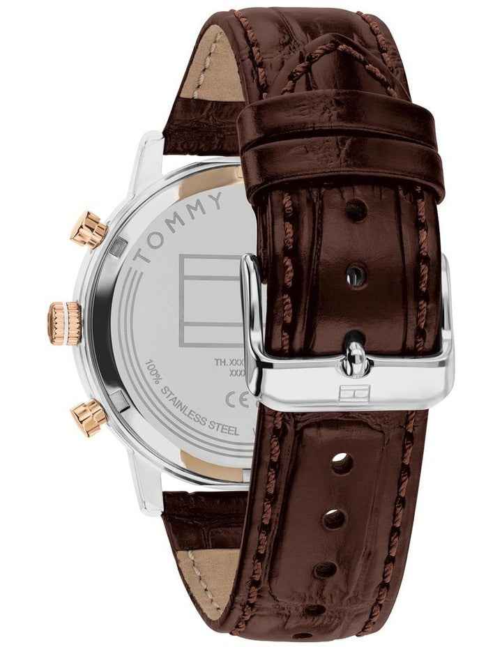 Kane Brown Leather Silver White Dial Men's Watch