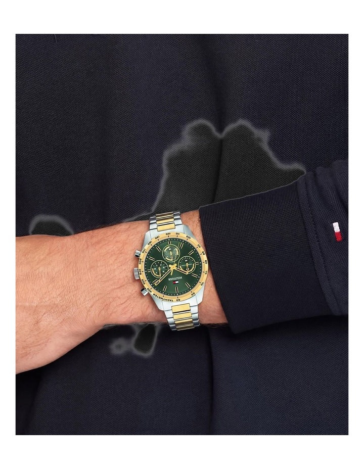 Hampton Stainless Steel & IP Thin Gold Steel Green Dial Men's Watch