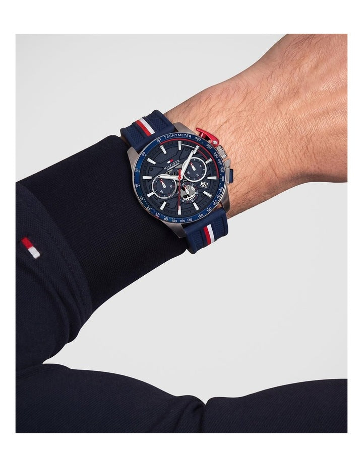 Bank Navy Silicone Navy Dial Men's Watch