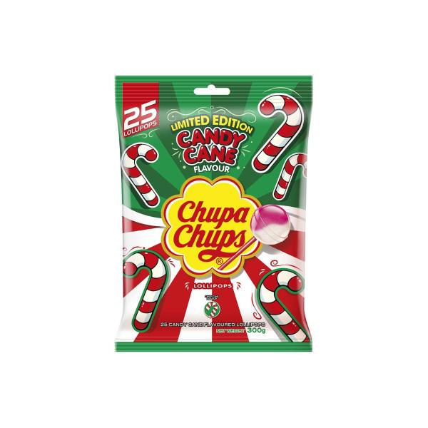 CHUPA CHUPS CANDY CANE LOLLIPOPS 300G
