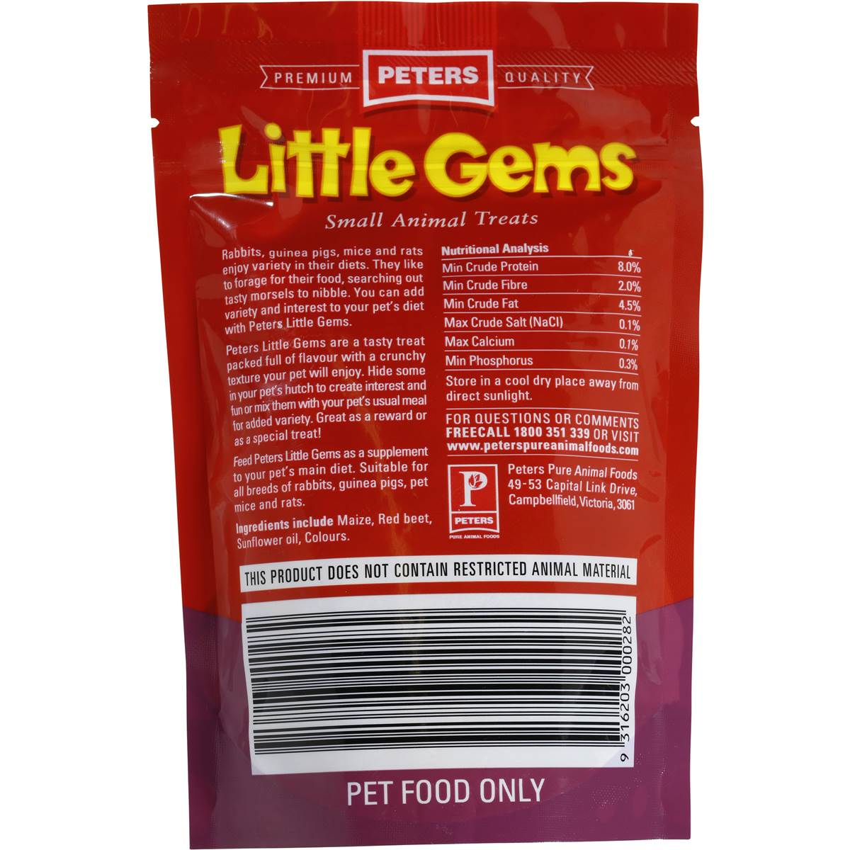 Peters Rabbit & Guinea Pig Little Gems Treats 120g