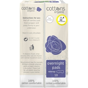 Cottons Overnight Pads With Wings 10 pack