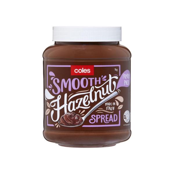 COLES SMOOTH HAZELNUT SPREAD 1KG