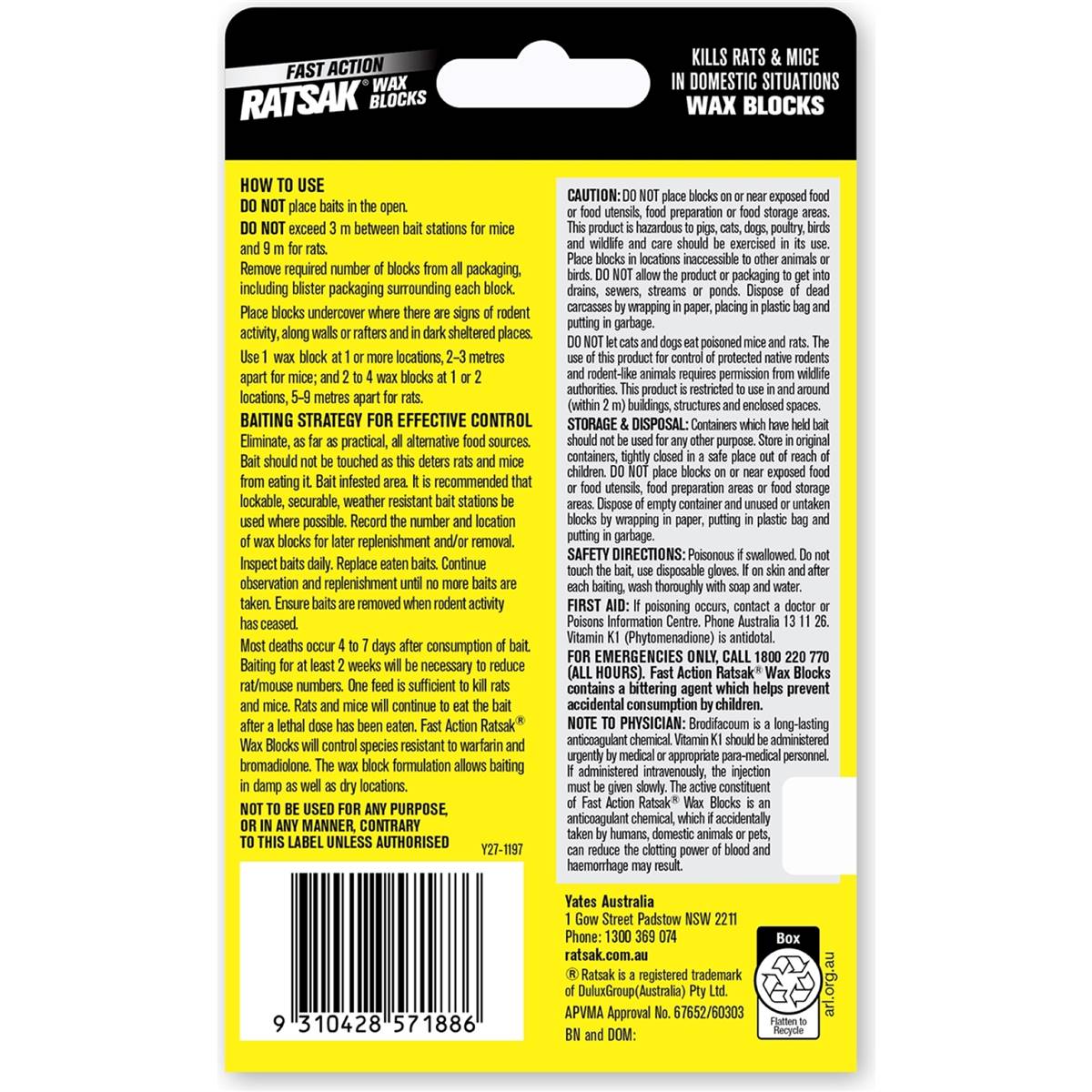 Ratsak Fast Action Wax Blocks 6 pack