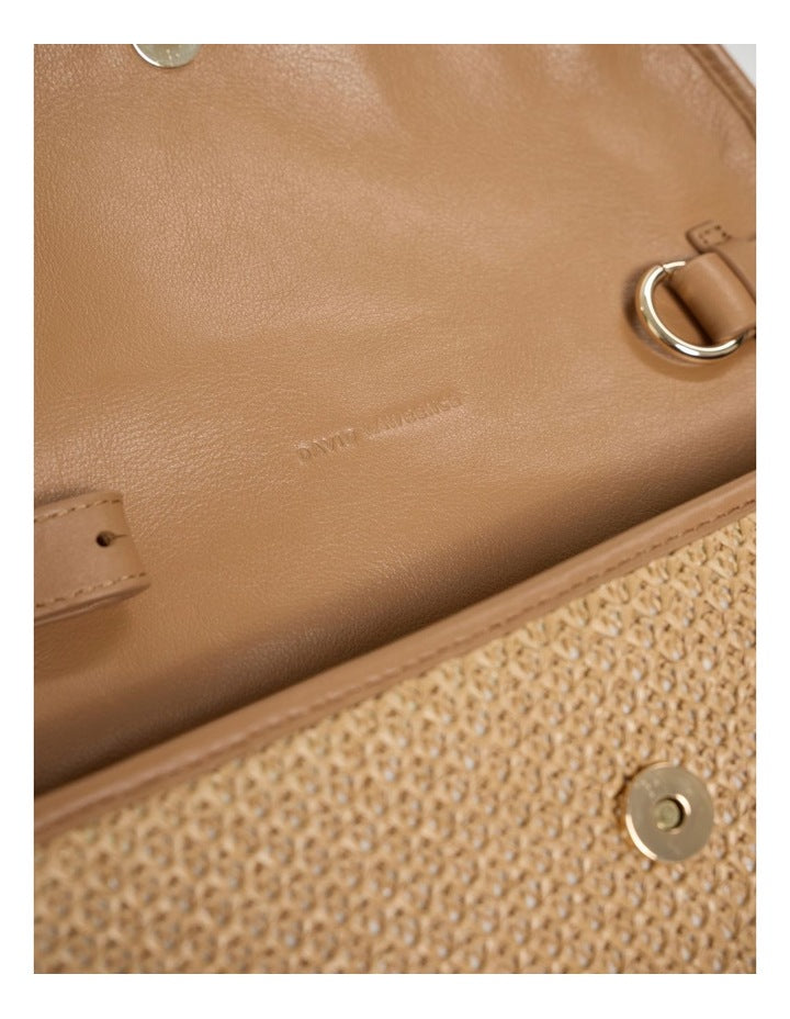 Zoya Raffia Shoulder Bag in Oak Multi