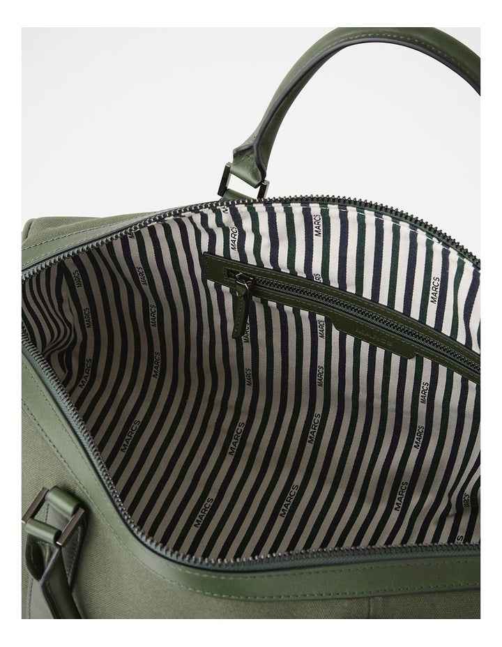 Mathias Leather Mix Holdall in Khaki